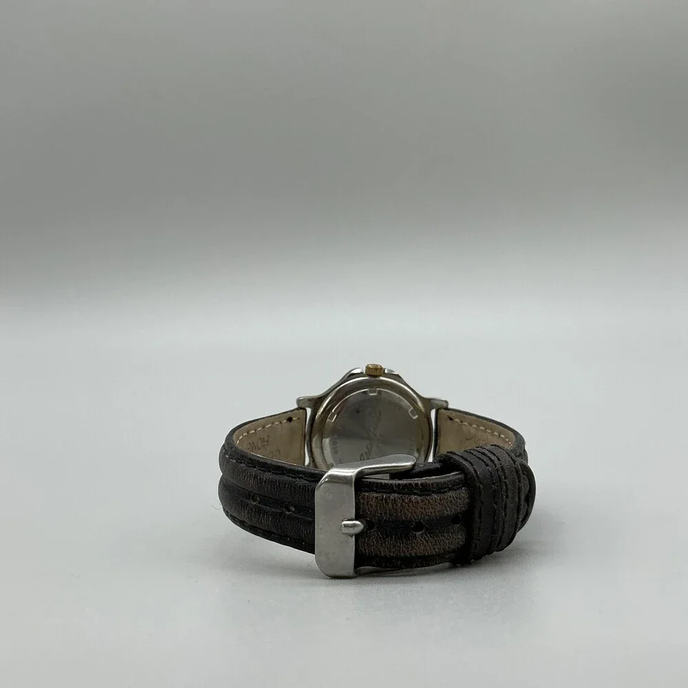 Eddie Bauer V102 Womens Watch 30mm White Dial Black Leather Date New Battery